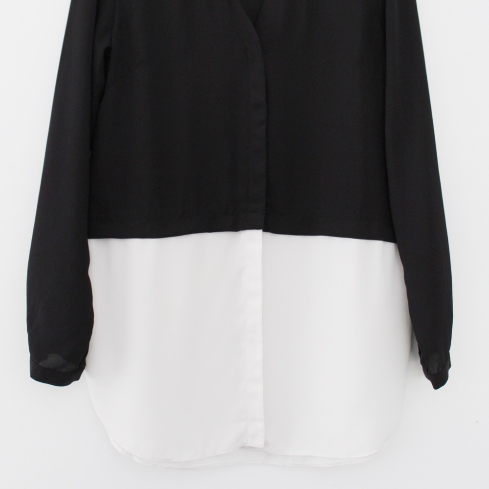 ASOS V-Neck Mono Color Block Blouse - Picture 8 of 10
